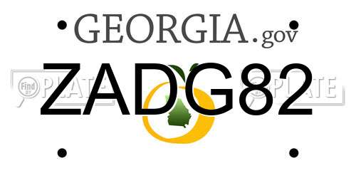 ZADG82 Georgia License Plate