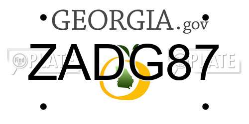 ZADG87 Georgia License Plate