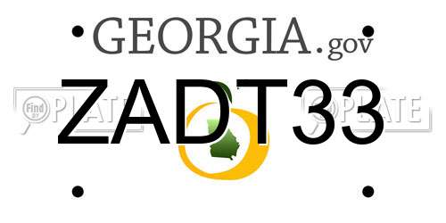 ZADT33 Georgia License Plate