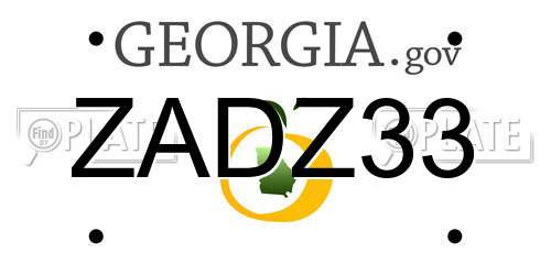 ZADZ33 Georgia License Plate
