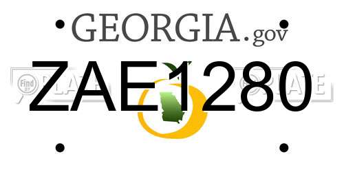 ZAE1280 Georgia License Plate