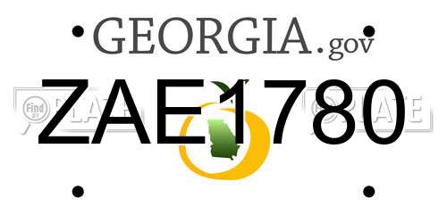 ZAE1780 Georgia License Plate