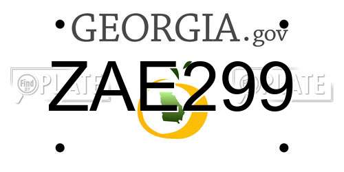 ZAE299 Georgia License Plate