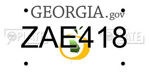 ZAE418 Georgia License Plate