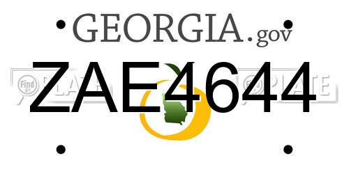 ZAE4644 Georgia License Plate
