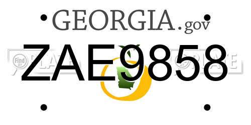 ZAE9858 Georgia License Plate