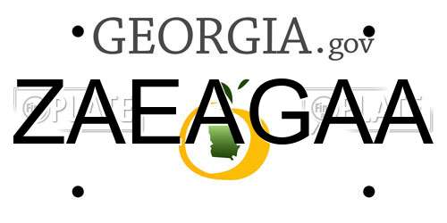 ZAEAGAA Georgia License Plate