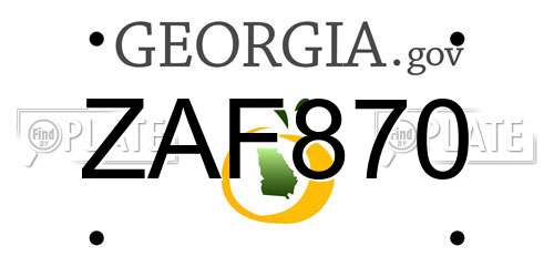 ZAF870 Georgia License Plate