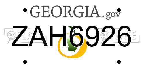 ZAH6926 Georgia License Plate