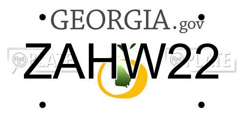 ZAHW22 Georgia License Plate