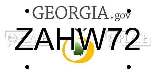 ZAHW72 Georgia License Plate