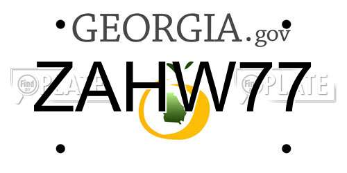 ZAHW77 Georgia License Plate
