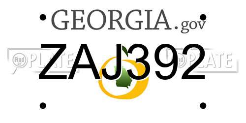 ZAJ392 Georgia License Plate