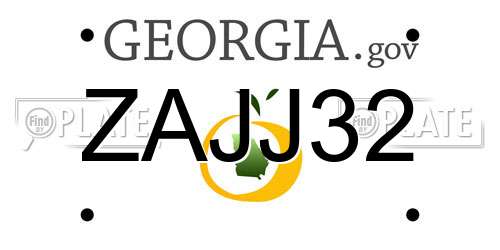 ZAJJ32 Georgia License Plate