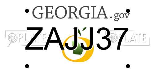 ZAJJ37 Georgia License Plate