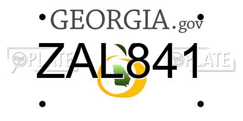 ZAL841 Georgia License Plate