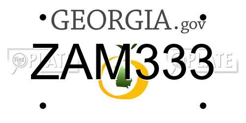 ZAM333 Georgia License Plate
