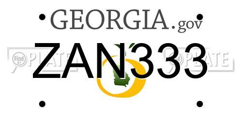 ZAN333 Georgia License Plate
