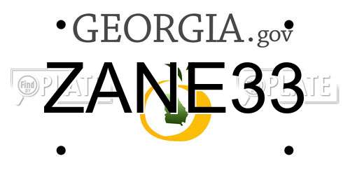 ZANE33 Georgia License Plate