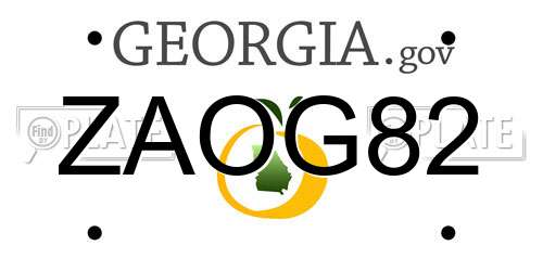 ZAOG82 Georgia License Plate