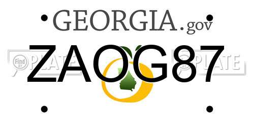 ZAOG87 Georgia License Plate
