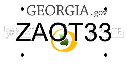 ZAOT33 Georgia License Plate