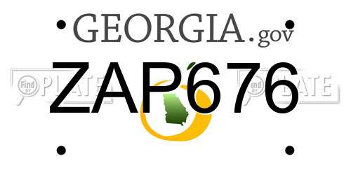 ZAP676 Georgia License Plate