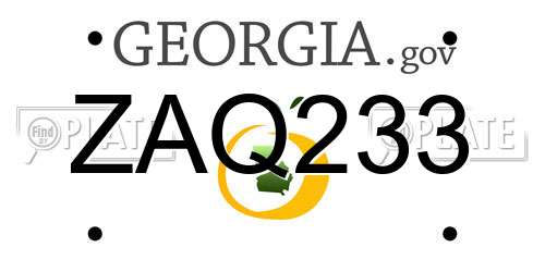 ZAQ233 Georgia License Plate