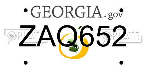 ZAQ652 Georgia License Plate