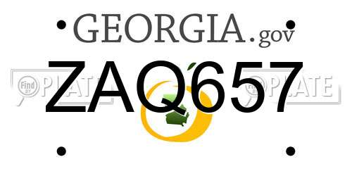 ZAQ657 Georgia License Plate