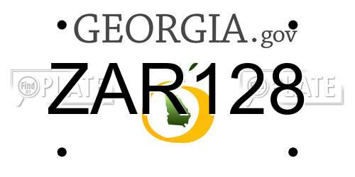 ZAR128 Georgia License Plate