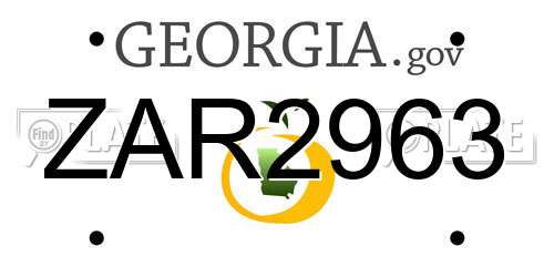 ZAR2963 Georgia License Plate