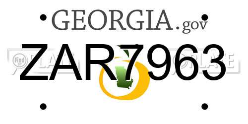 ZAR7963 Georgia License Plate