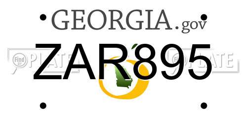 ZAR895 Georgia License Plate
