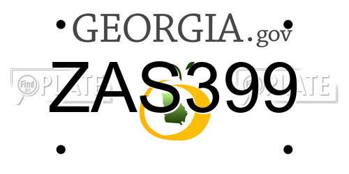 ZAS399 Georgia License Plate