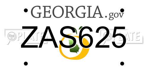 ZAS625 Georgia License Plate