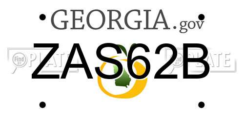 ZAS62B Georgia License Plate
