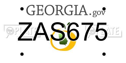 ZAS675 Georgia License Plate