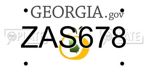 ZAS678 Georgia License Plate