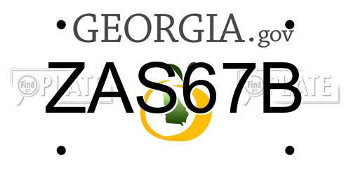 ZAS67B Georgia License Plate