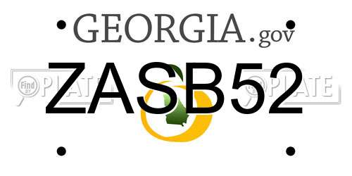 ZASB52 Georgia License Plate