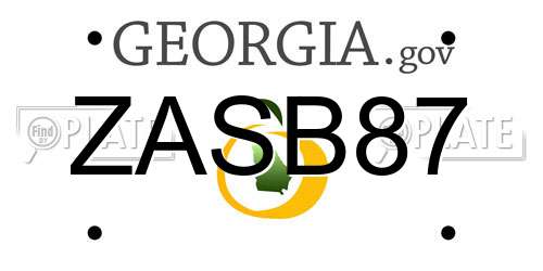 ZASB87 Georgia License Plate