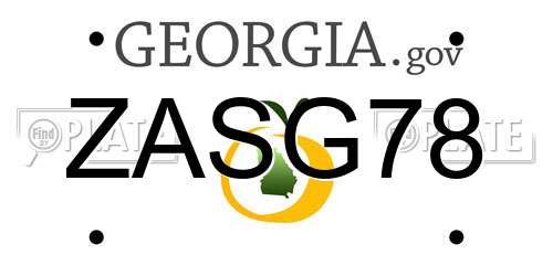 ZASG78 Georgia License Plate
