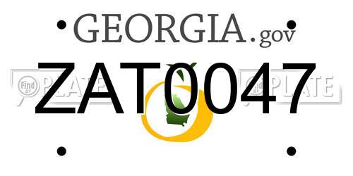 ZAT0047 Georgia License Plate