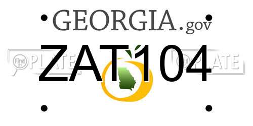 ZAT104 Georgia License Plate