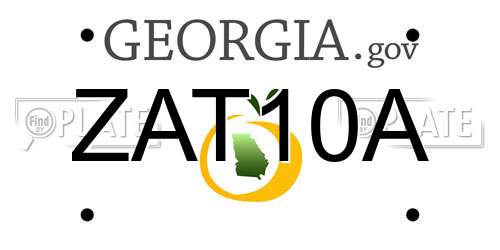 ZAT10A Georgia License Plate
