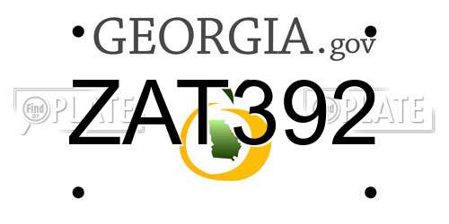 ZAT392 Georgia License Plate