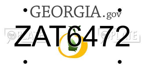 ZAT6472 Georgia License Plate