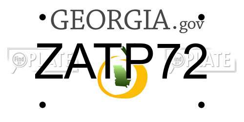 ZATP72 Georgia License Plate