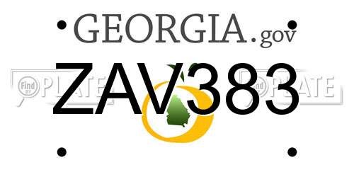 ZAV383 Georgia License Plate